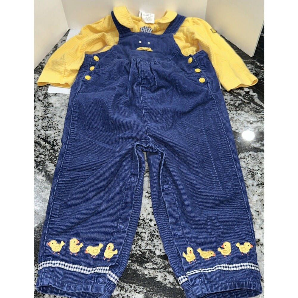 Vintage 90's Buster Brown Size 24M Farm Corduroy Overalls Set Baby Chick Rare